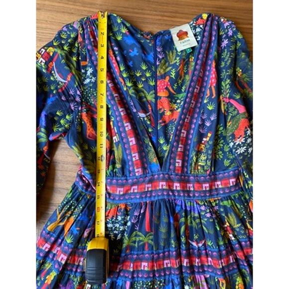 Farm Rio Maxi Dress Colorful Tropical Forest Print Boho Festival Size Small - Picture 5 of 16